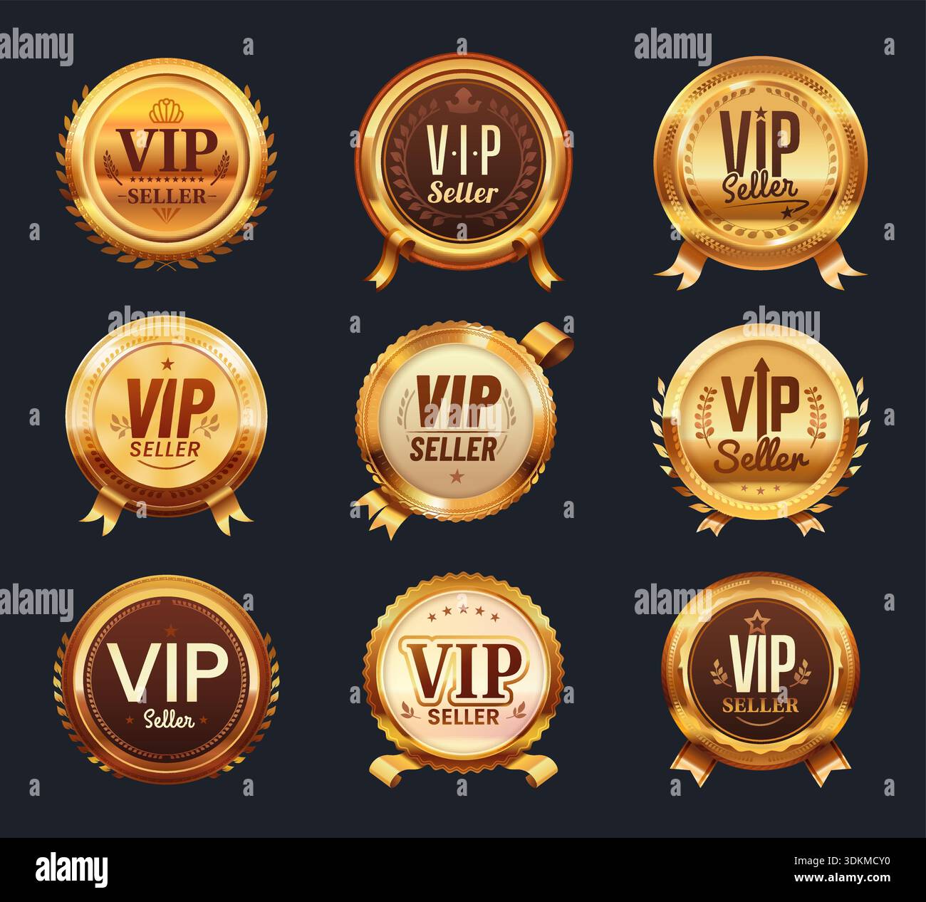 Set vip badges in gold hi-res stock photography and images - Alamy