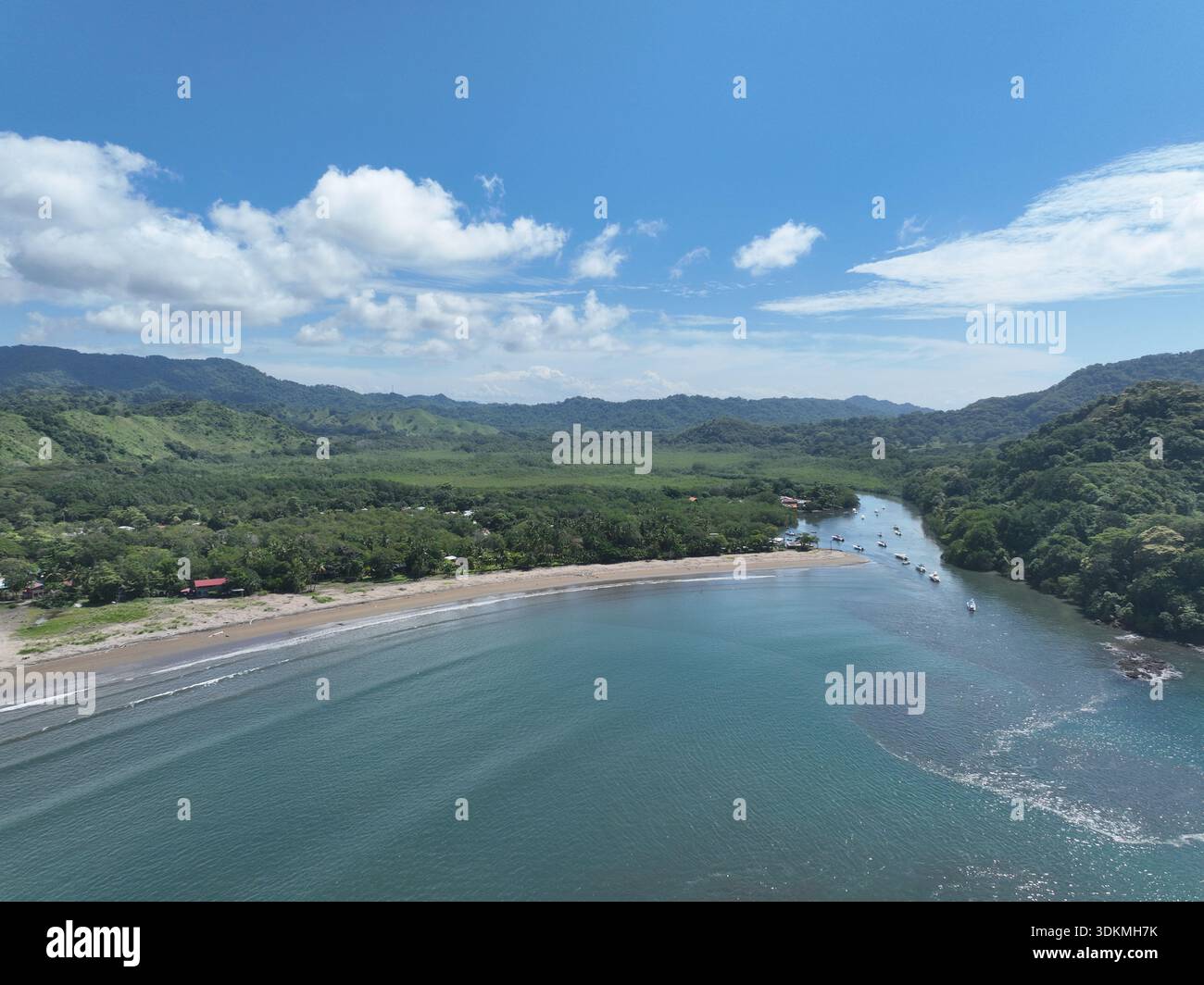 Tropical Costa Rica River Meets Ocean, Lush Greenery Stock Photo - Alamy
