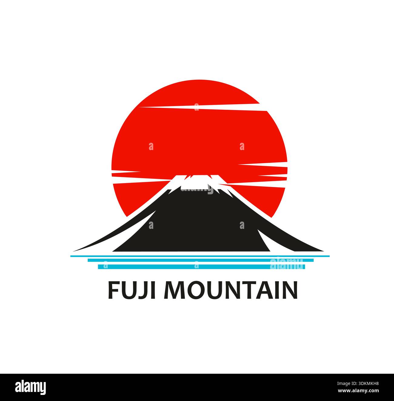 Japanese Fuji mountain peak icon with peak and sun Stock Vector Image ...