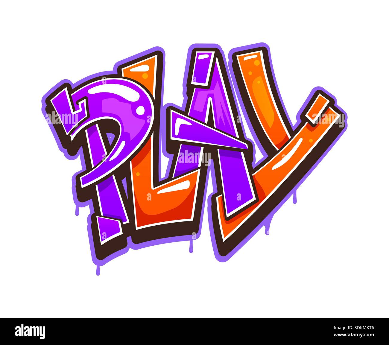 Play urban graffiti, urban wall artwork typography Stock Vector