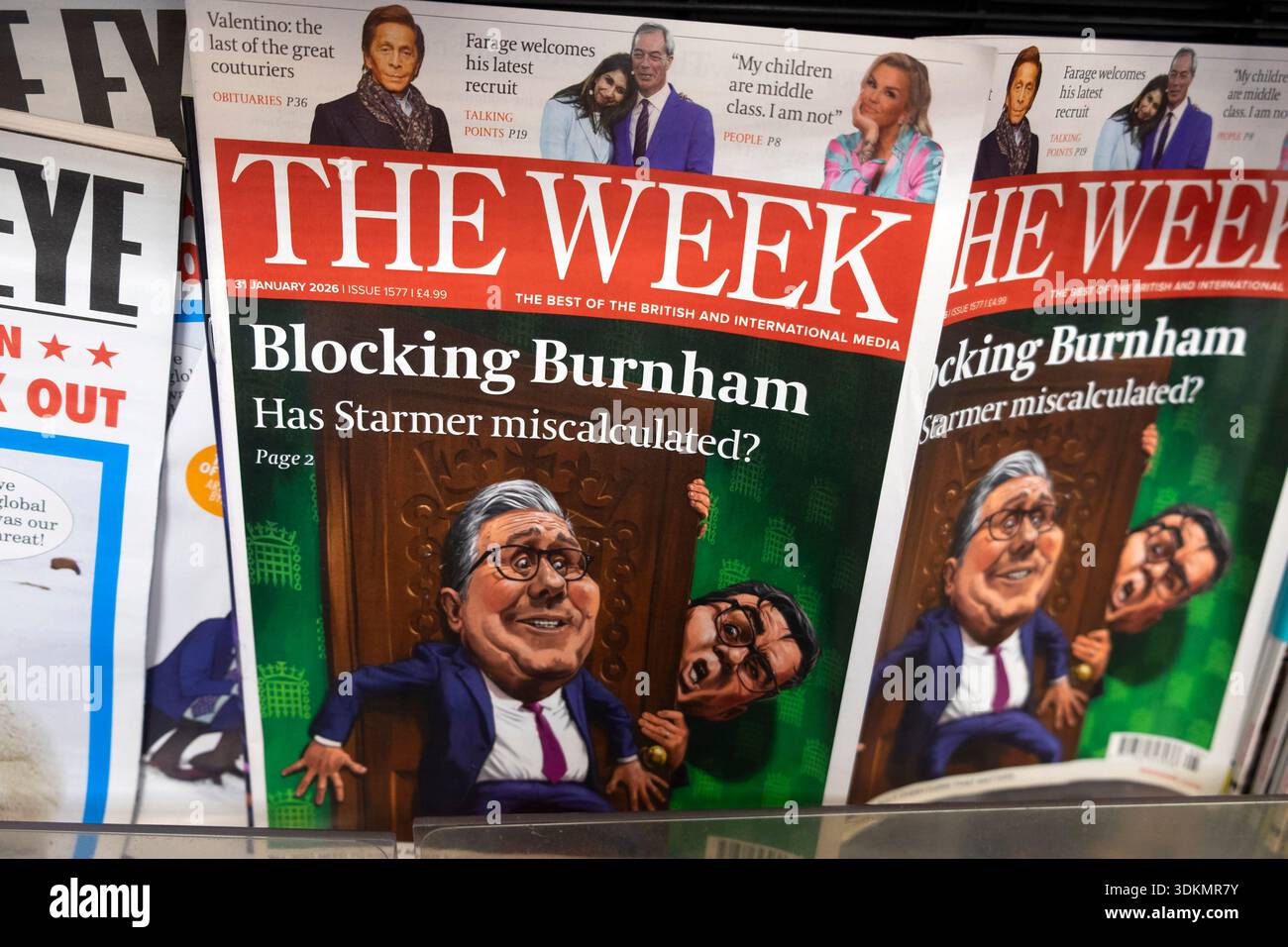 The Week magazine front cover headline Keir Starmer 'Blocking (Andy) Burnham' politics issue London England January 2026 Great Britain KATHY DEWITT Stock Photo