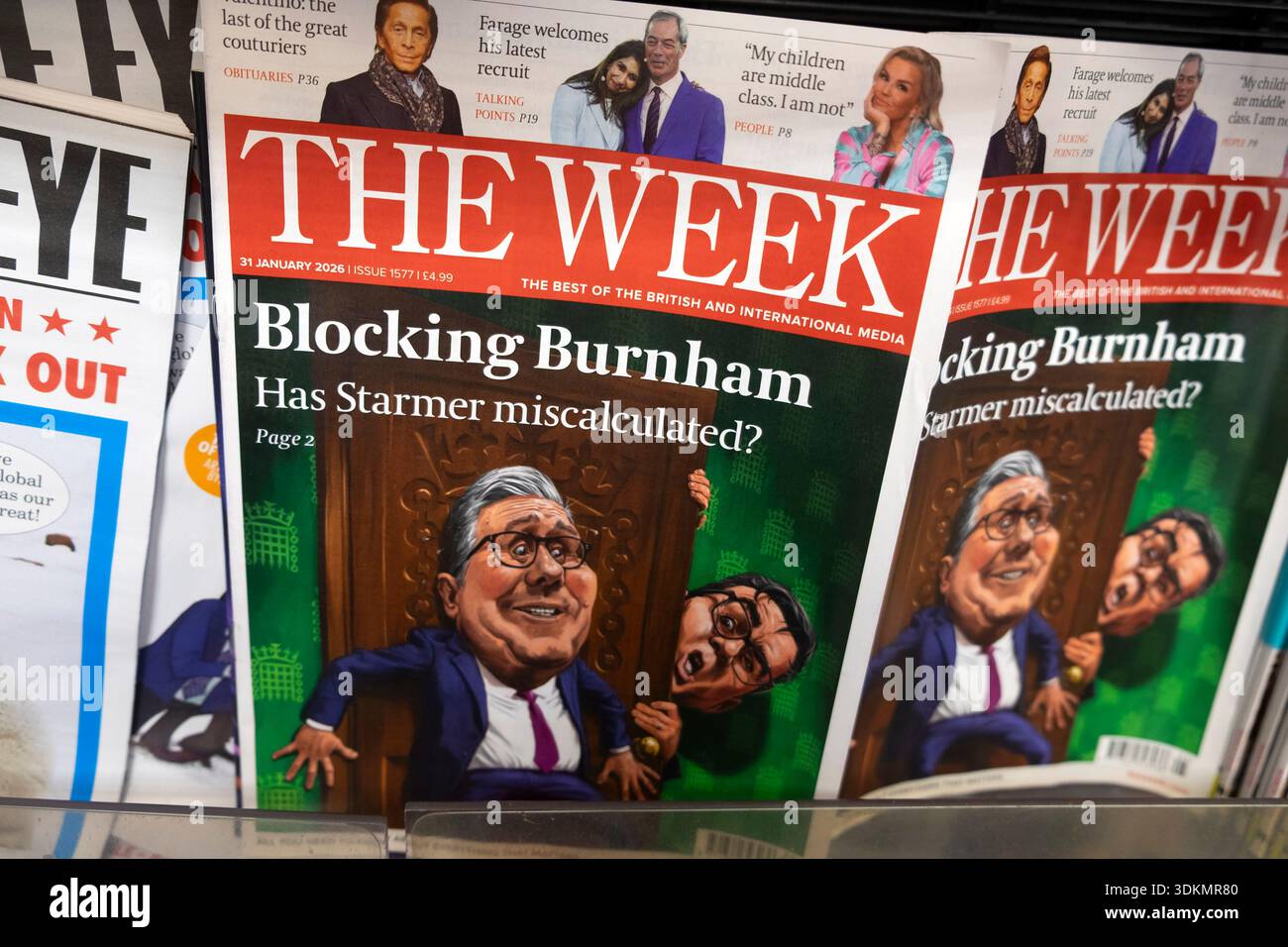 The Week magazine front cover headline Keir Starmer 'Blocking (Andy) Burnham' politics issue London England January 2026 Great Britain KATHY DEWITT Stock Photo