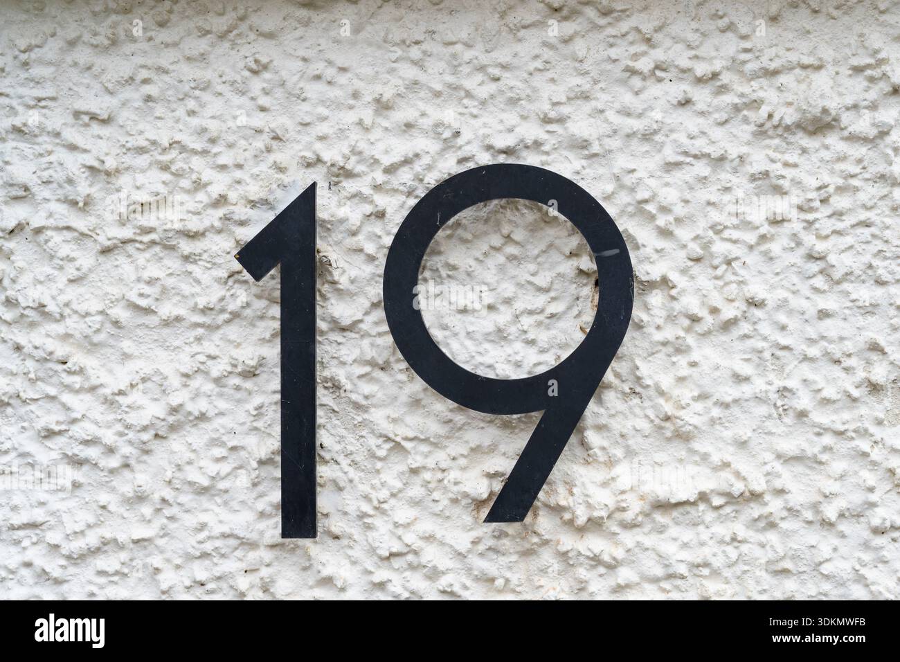 Black number 19 on a white background Stock Photo