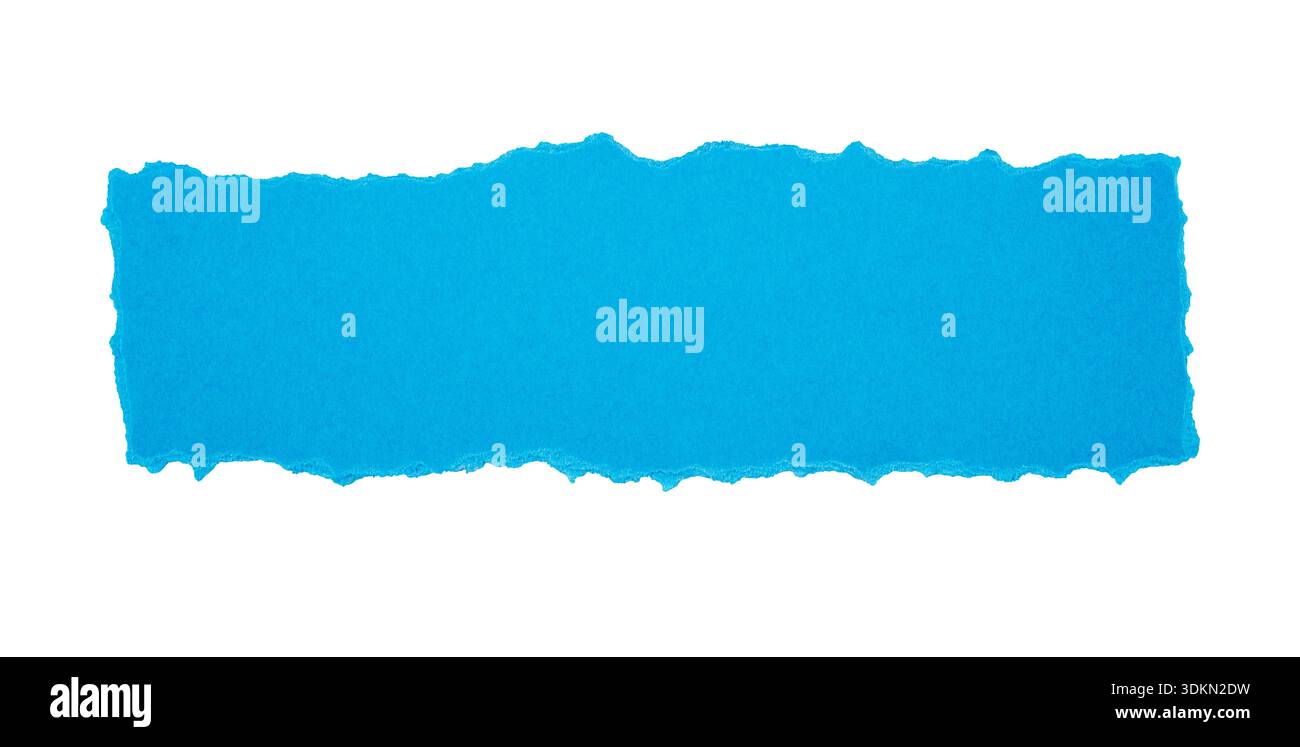 Blue Paper with Torn Edges Isolated on White Background Stock Photo
