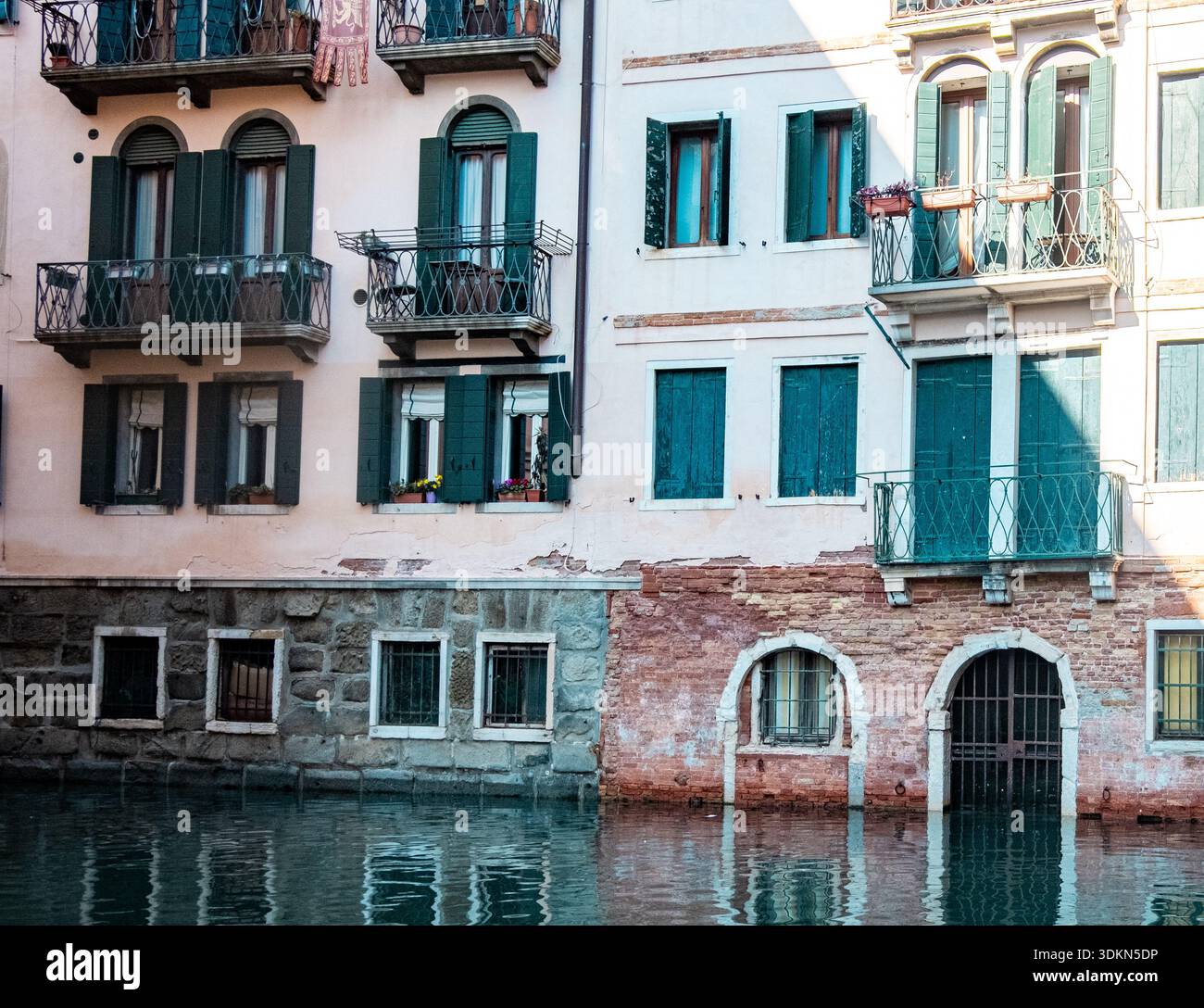 Venice, Italy. February 1, 2026 Residential buildings with balconies ...
