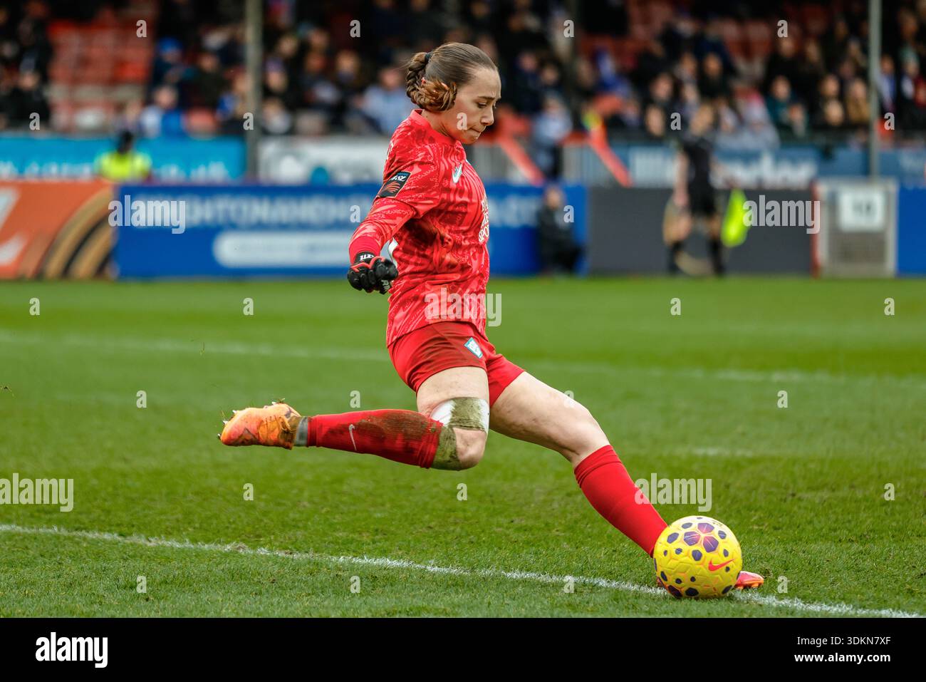 Elene Lete (77 London City Lionesses) takes a goalkick during the ...