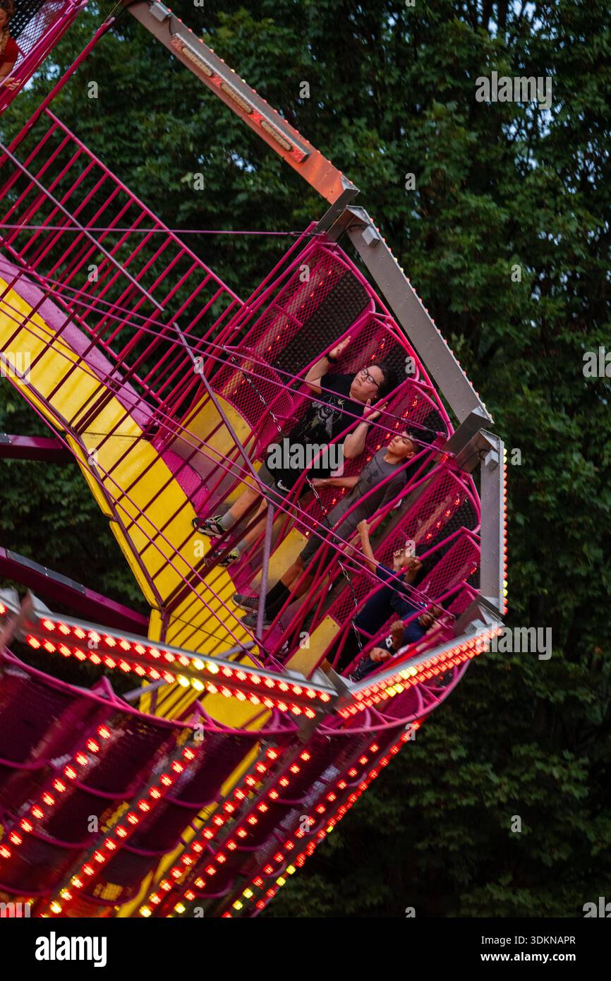 The Zero Gravity ride uses centrifugal force to secure riders to the ...