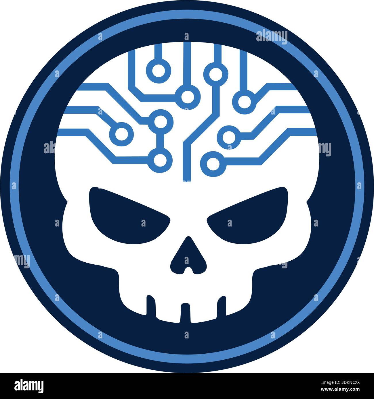 Cyber Skull Circuit Board Icon. Digital Hacker Mascot for Malware ...
