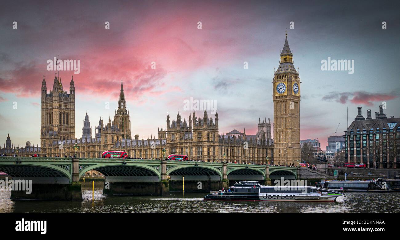 Big Ben, Houses of Parliament, Westminster Bridge, London. Stock Photo