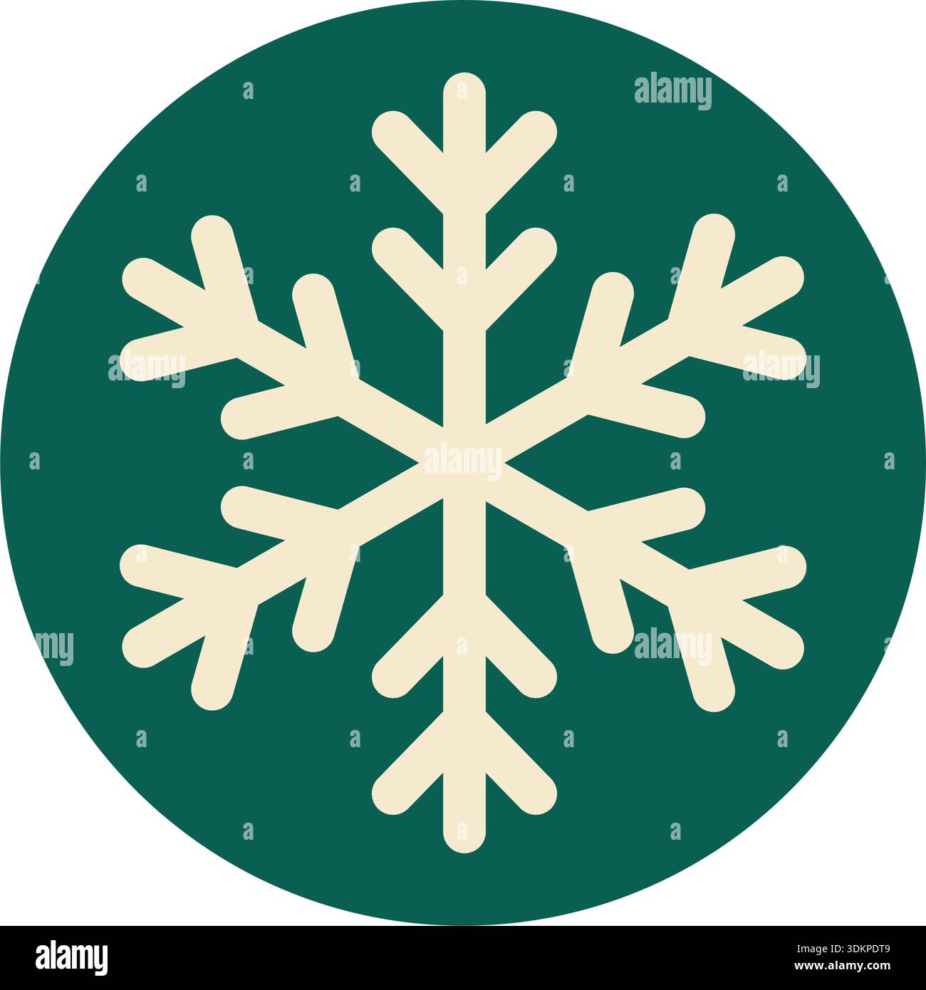 Flat Round Snow Flake Holiday Label Stock Vector
