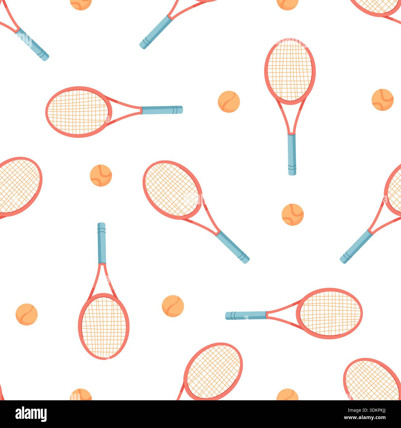 Colorful Flat Tennis Seamless Pattern Stock Vector
