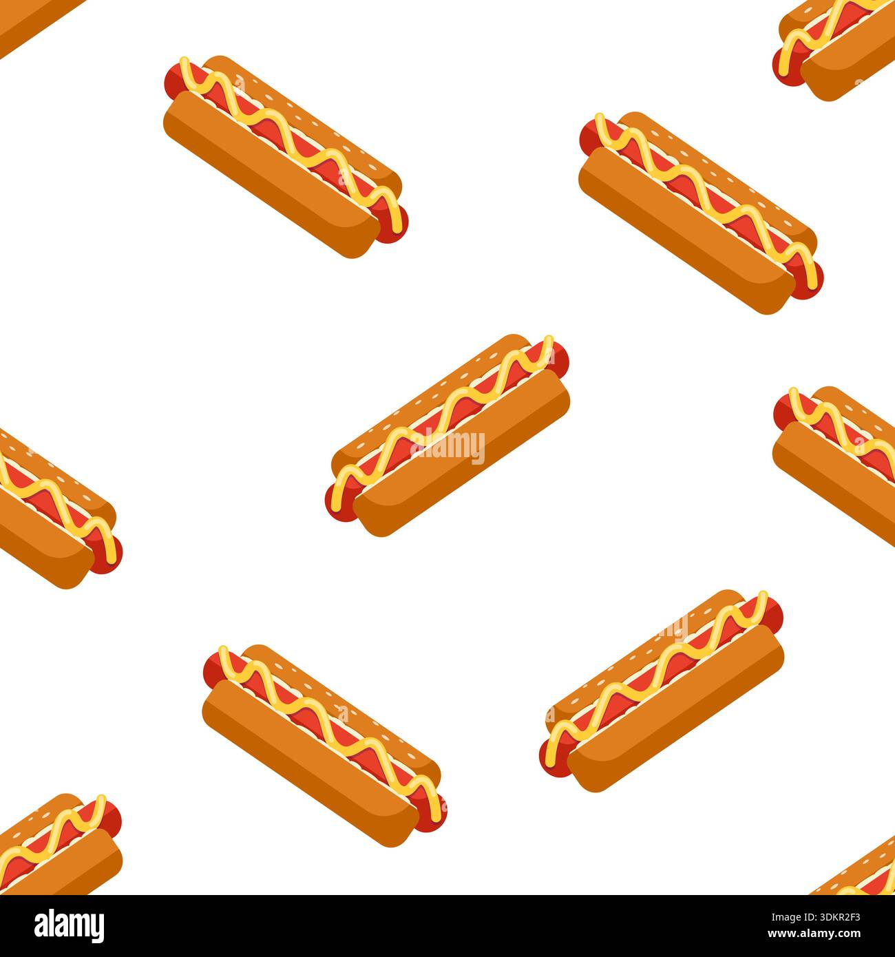 Seamless Hot Dog Fast Food Pattern Stock Vector