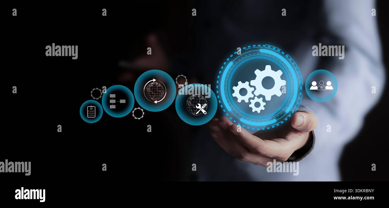 Automation workflow optimization ideas industrial business process marking Stock Photo