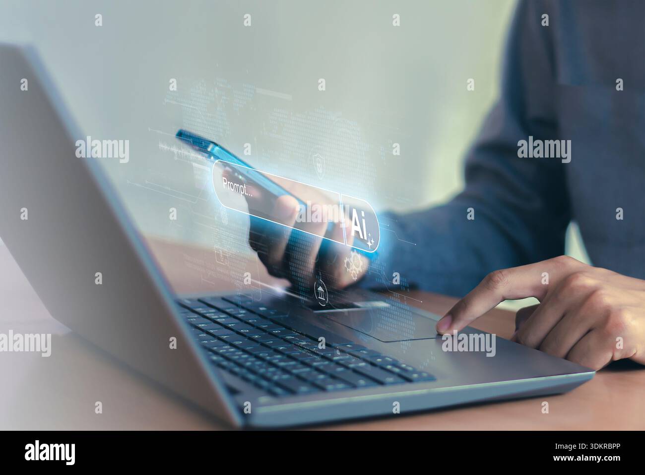 AI Idea Generation and Technology Connection Stock Photo
