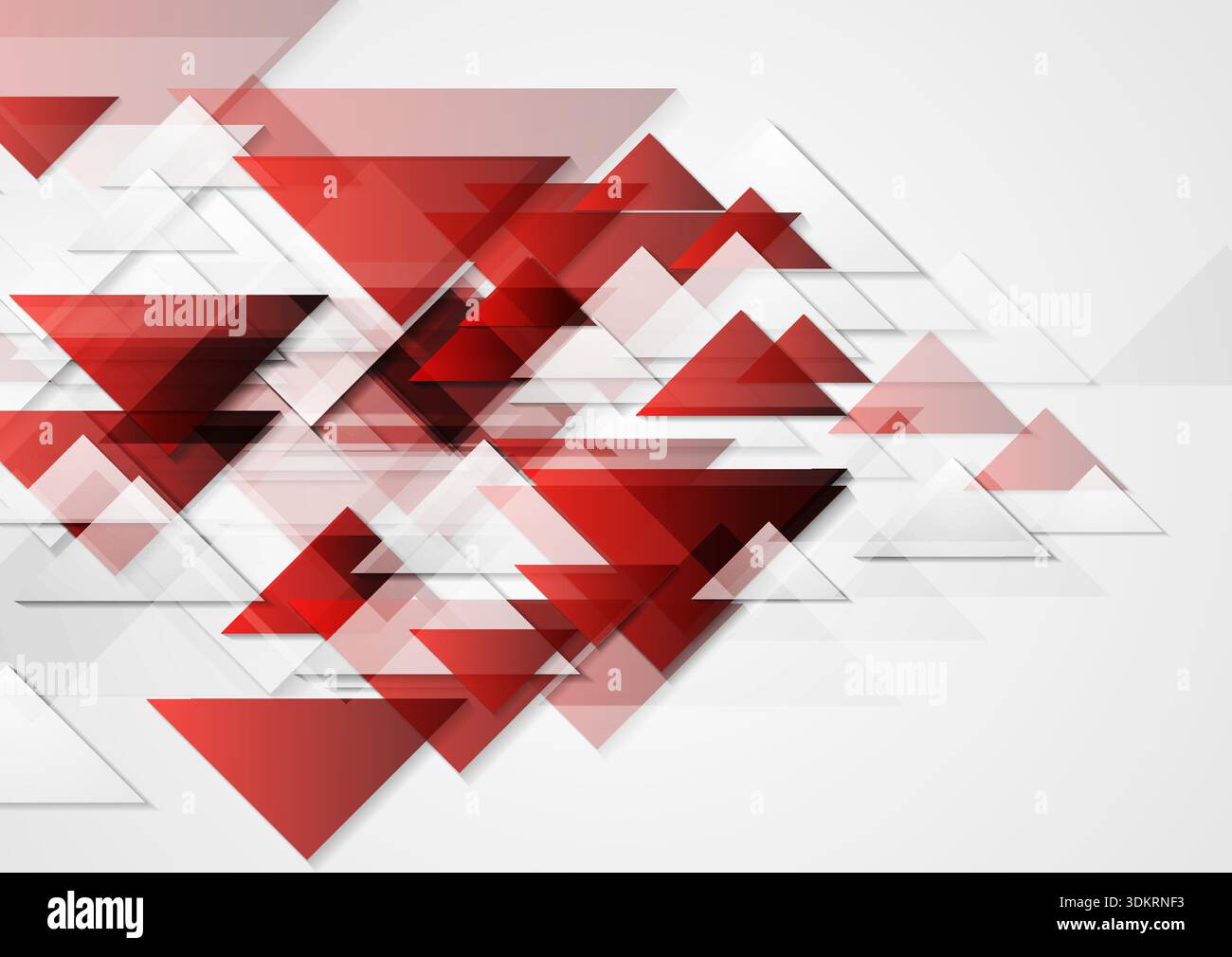 Red white geometric tech background with glossy triangles. Abstract concept vector design Stock Vector