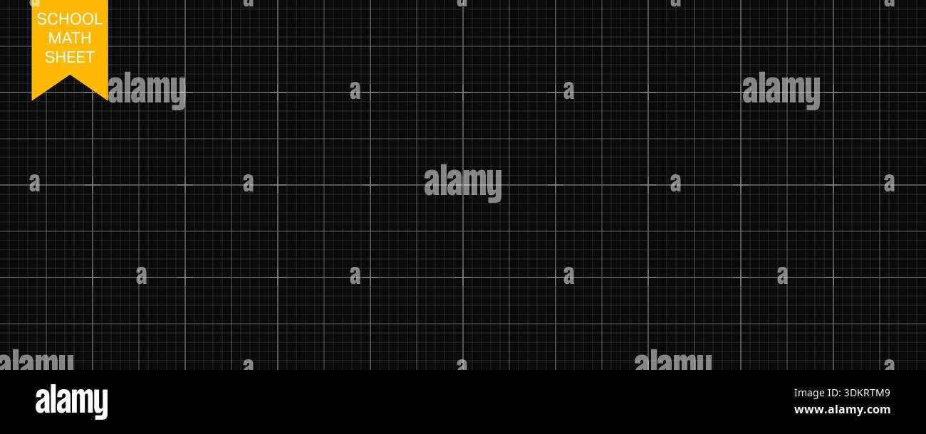 School math sheet background. Black graph paper texture with square grid and bold lines. Clean technical template Stock Vector