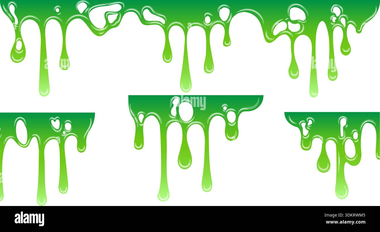 Green goo dripping graphic elements Stock Vector