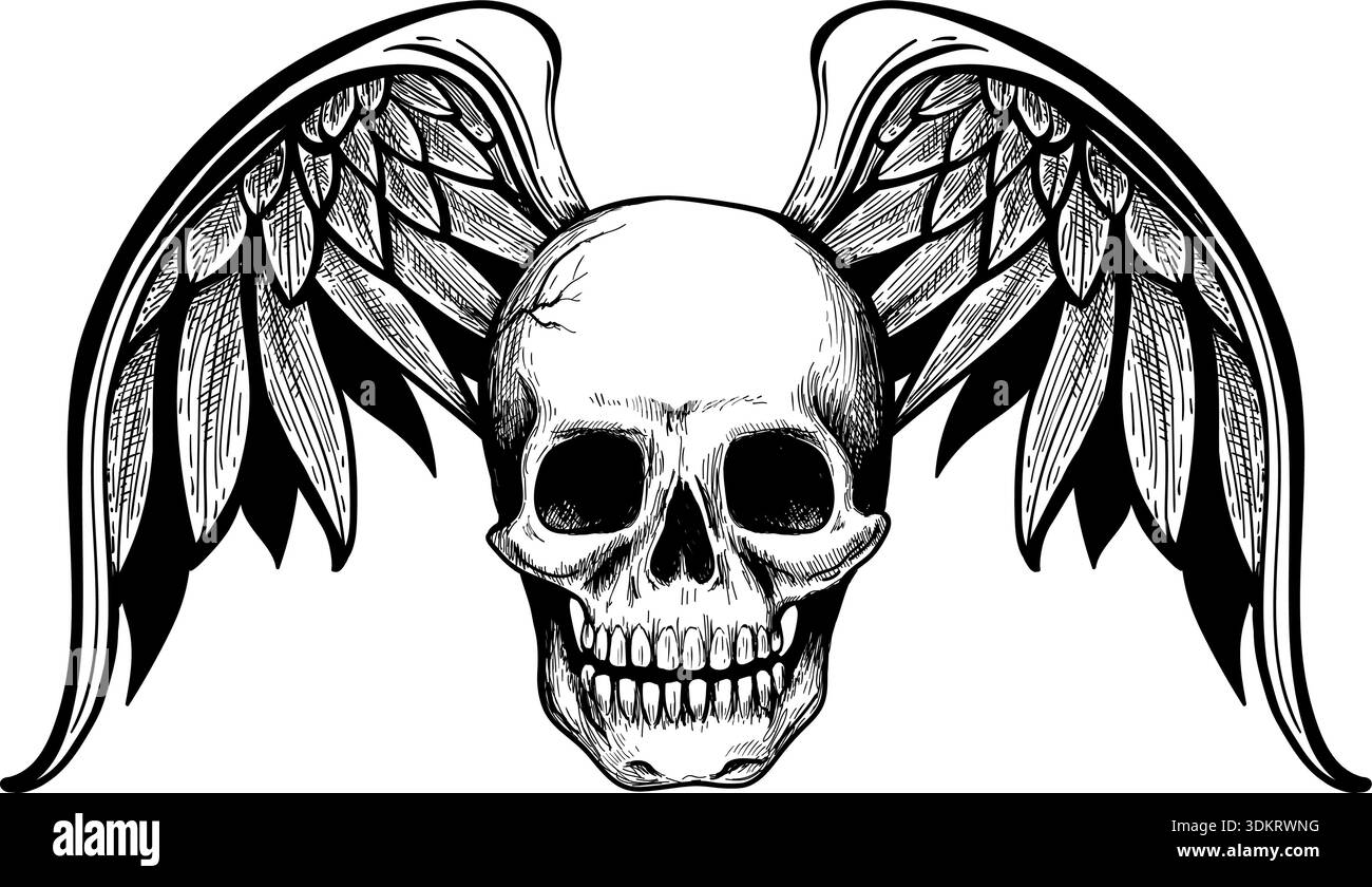 Grim reaper winged skull Stock Vector