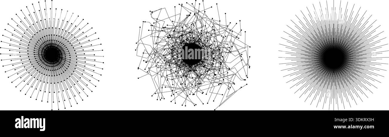 Abstract radial vector burst set with dynamic lines, futuristic energy ...