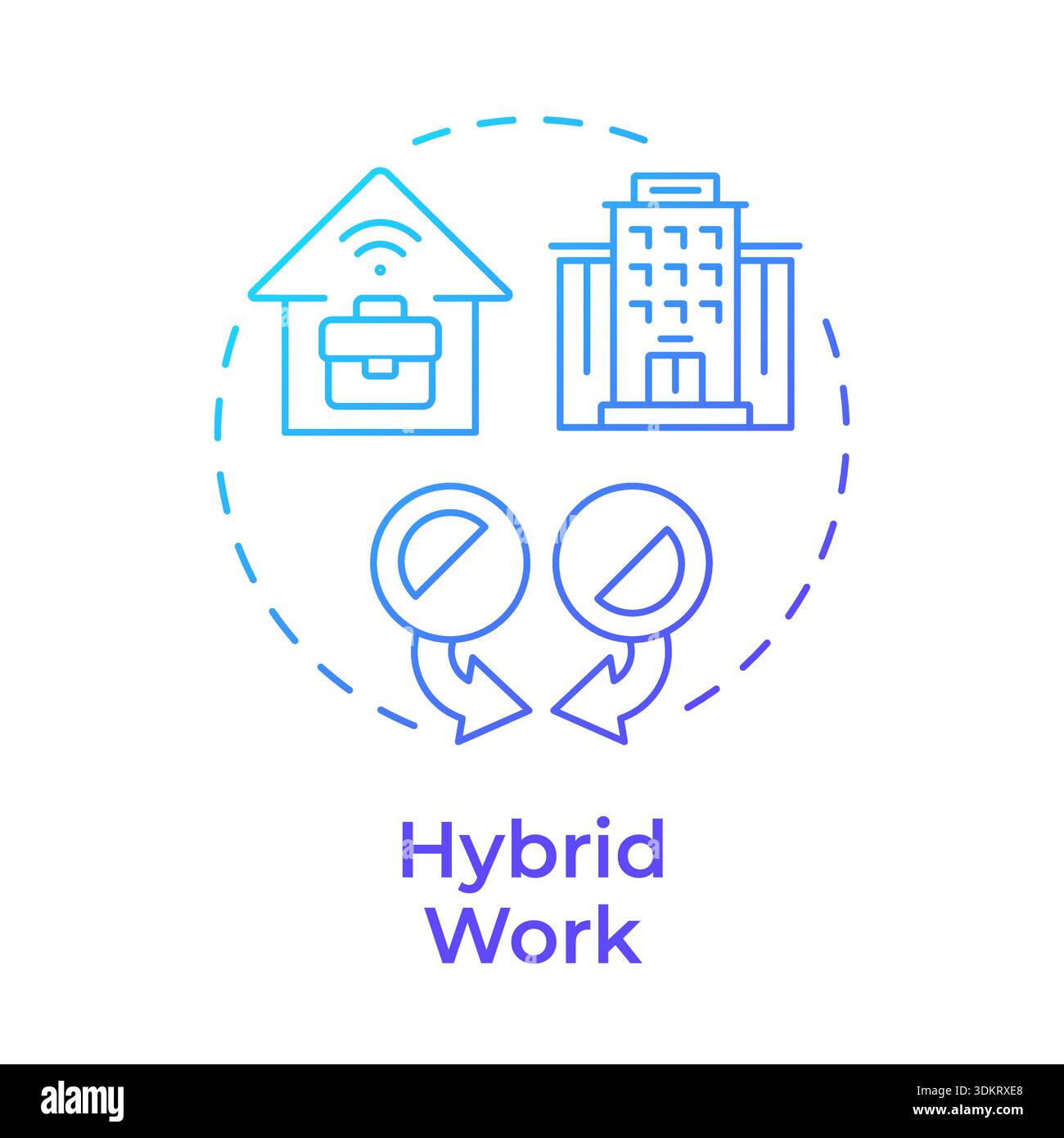 Hybrid work blue gradient concept icon Stock Vector