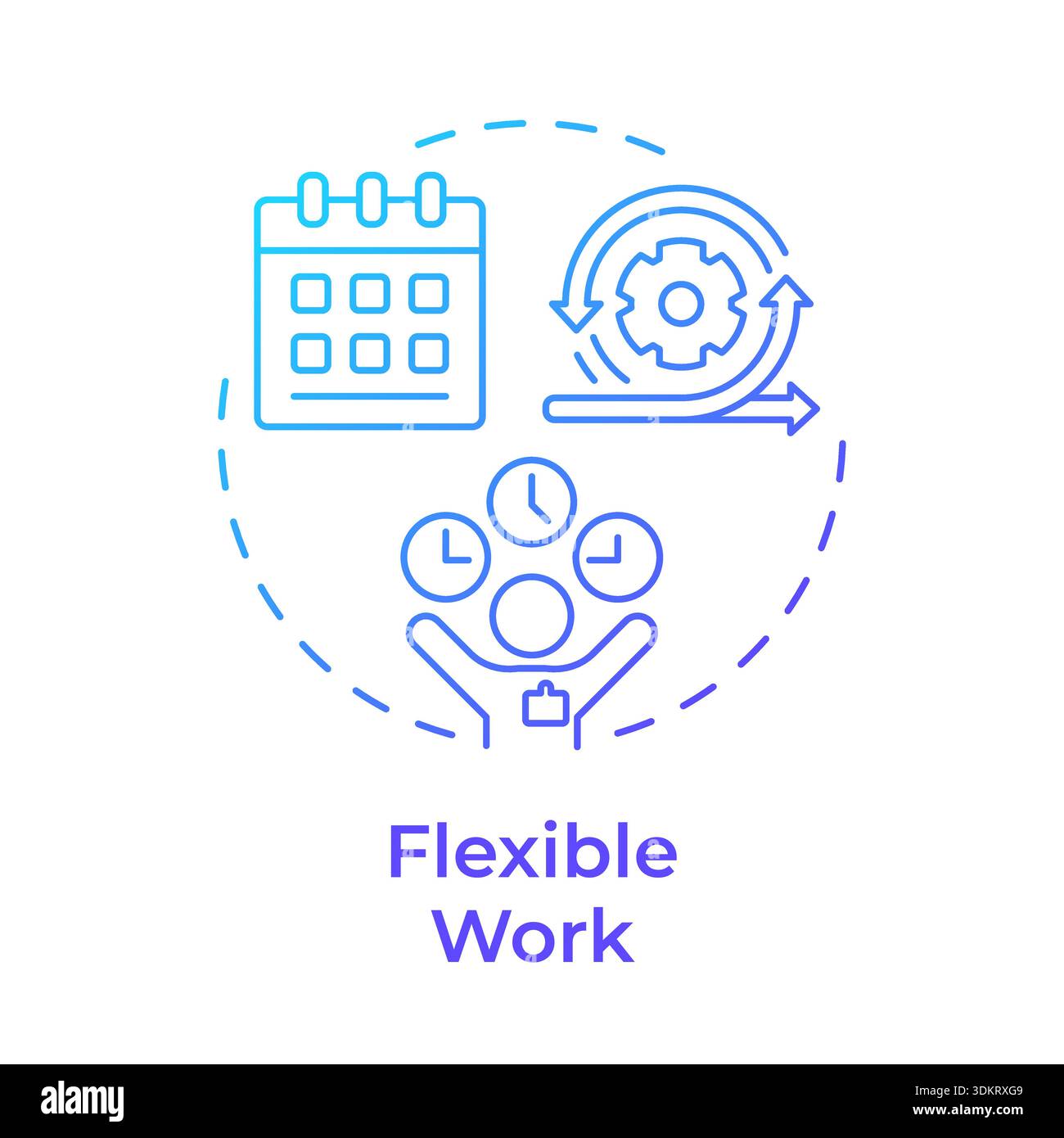 Flexible work blue gradient concept icon Stock Vector