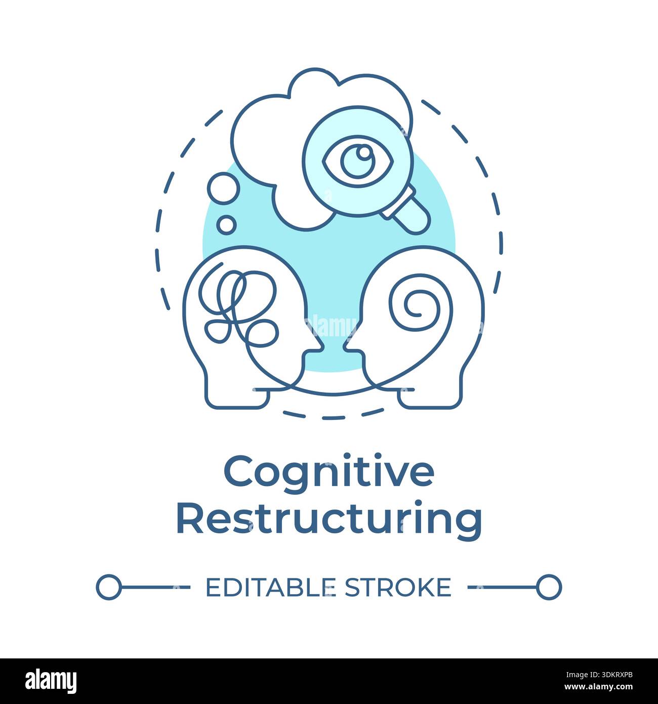 Cognitive restructuring soft blue concept icon Stock Vector
