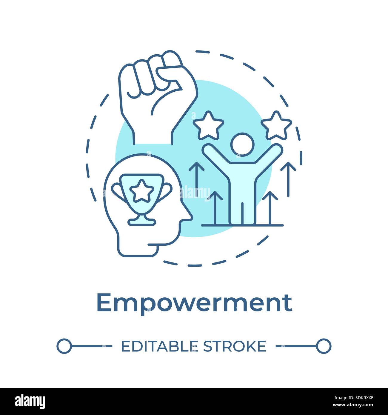 Empowerment soft blue concept icon Stock Vector