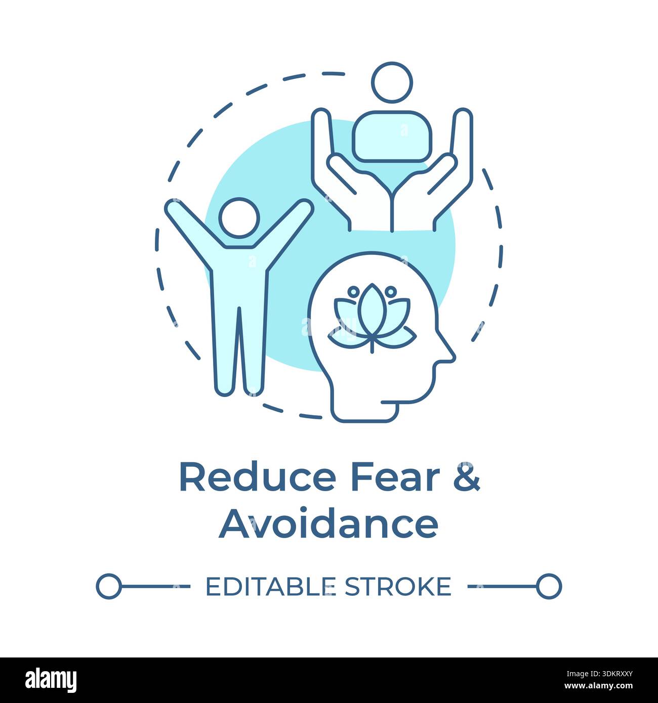 Reduce fear and avoidance soft blue concept icon Stock Vector