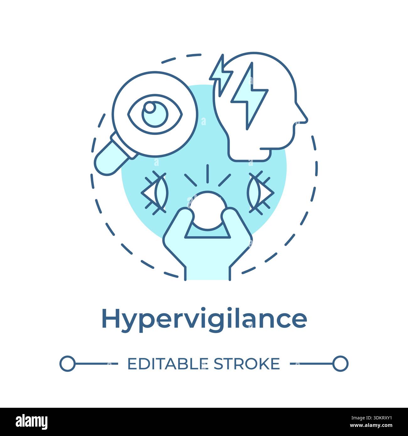 Hypervigilance soft blue concept icon Stock Vector