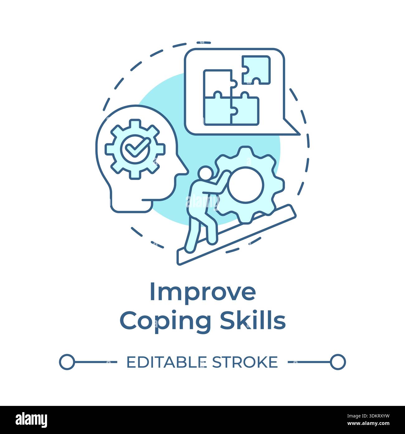 Improve coping skills soft blue concept icon Stock Vector
