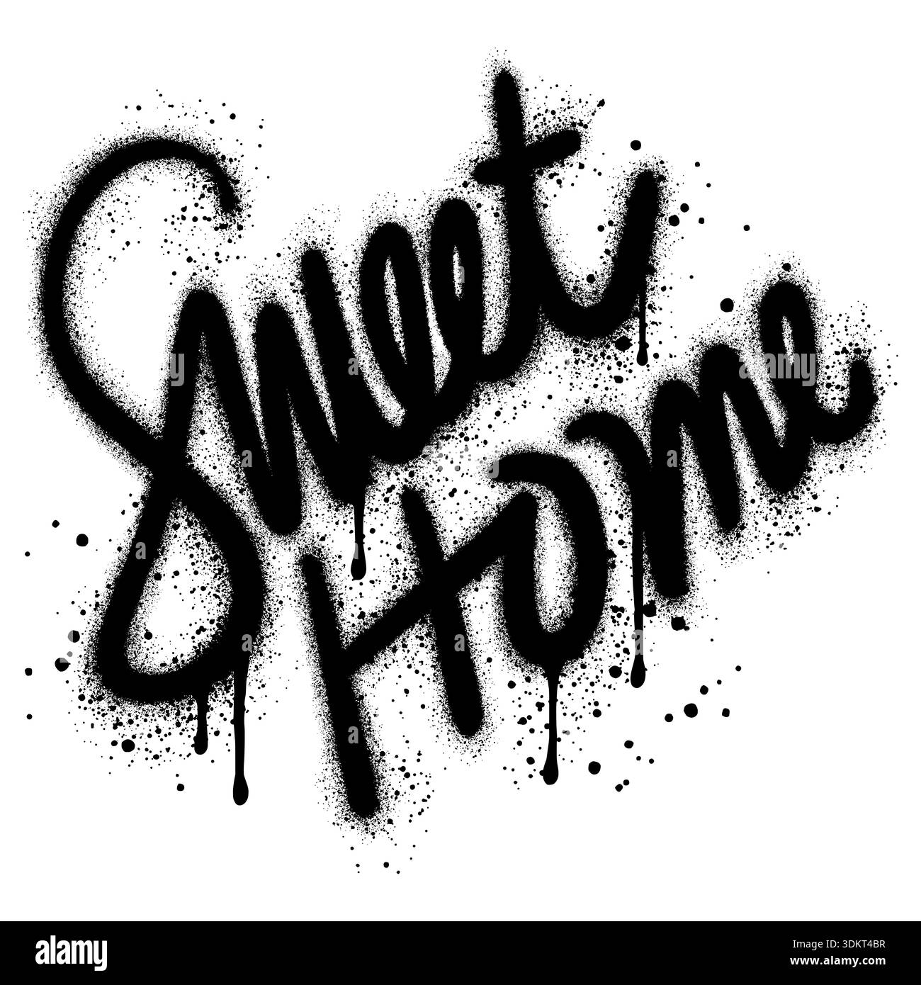 graffiti Sweet home text sprayed in black on white. Stock Vector