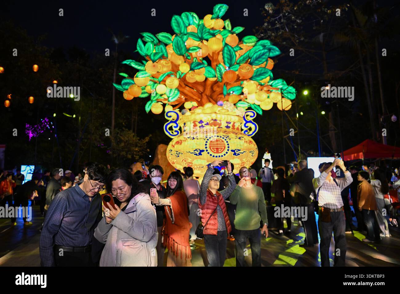 Visitors admire lantersn at the Spring Festival Lantern Show in Yuexiu ...