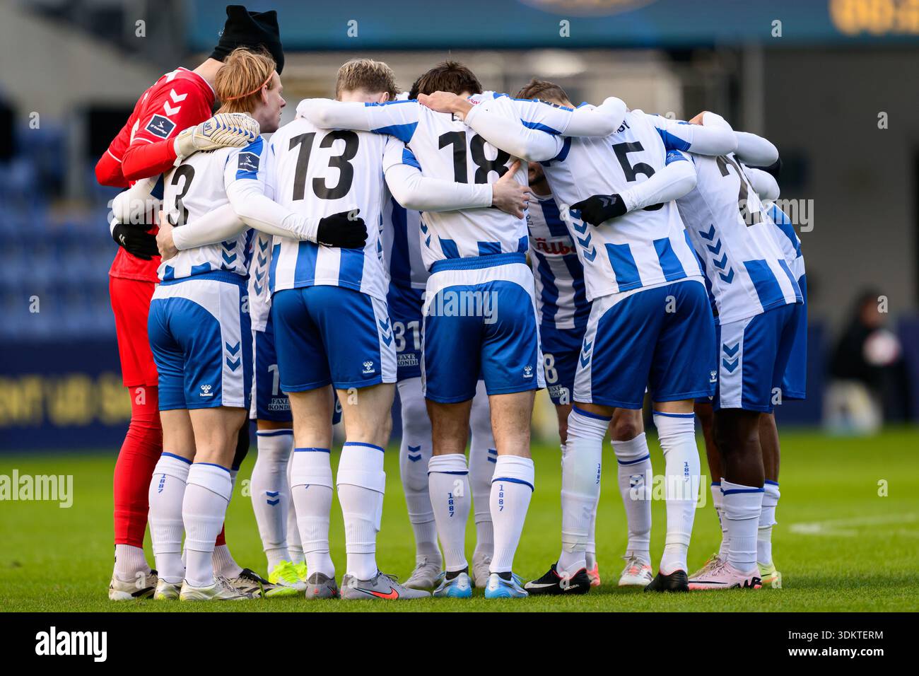 Broendby, Denmark. 01st, February 2026. The players of Odense BK unite ...
