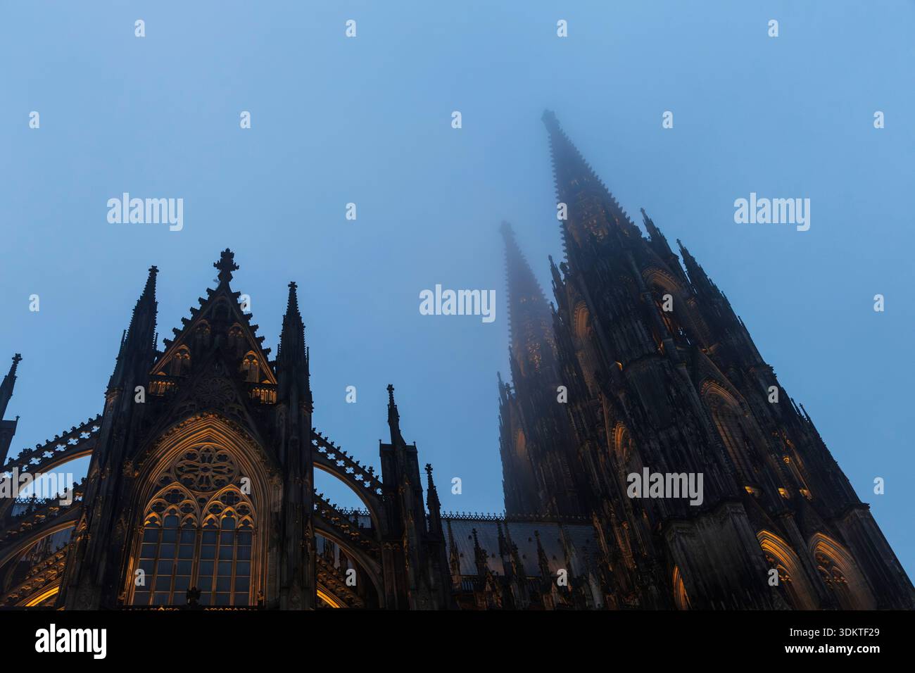 the cathedral in the fog, north side, Cologne, Germany. der Dom im Nebel, Nordseite, Koeln, Deutschland. Stock Photo