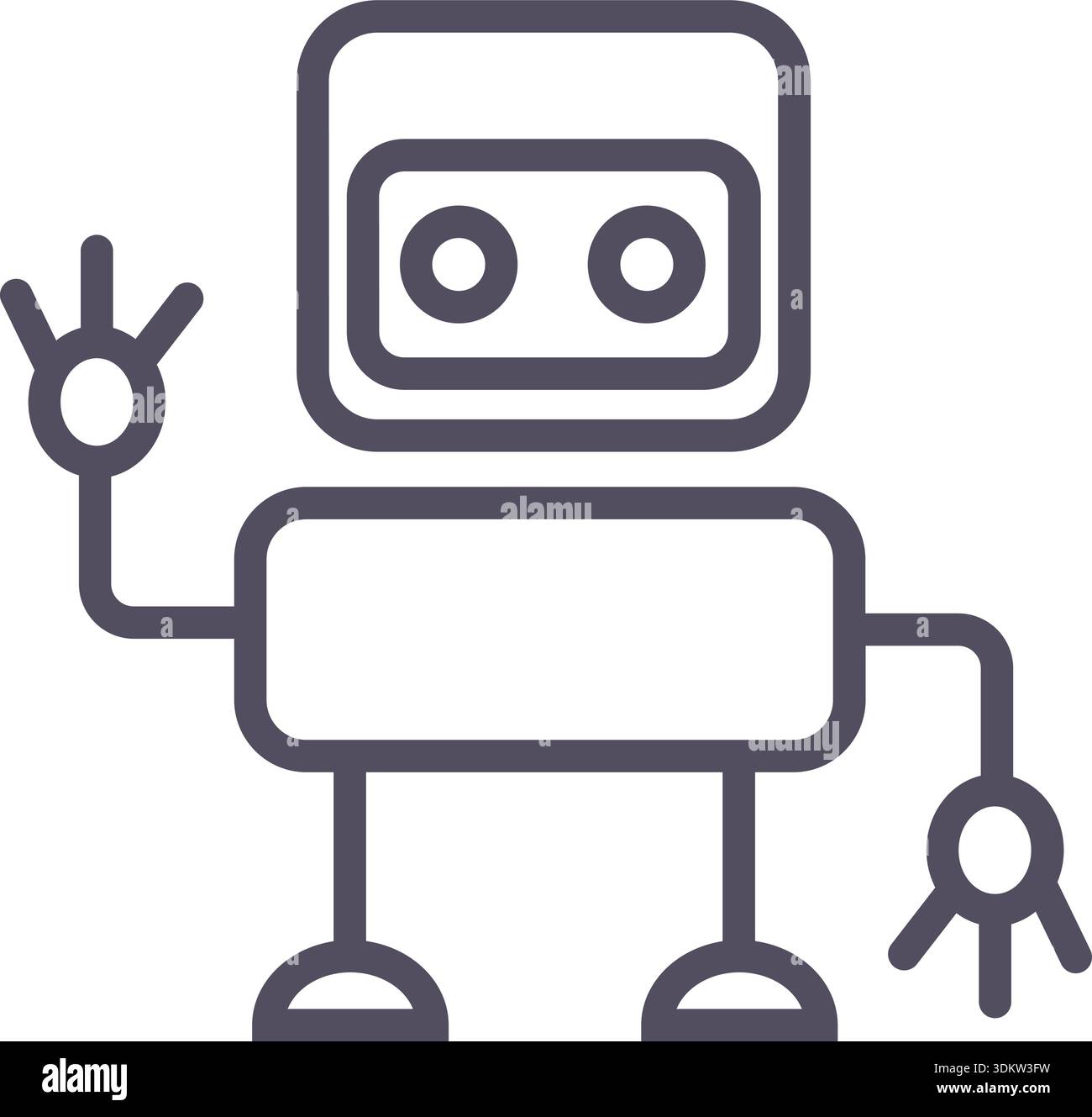 Doodle robot and techno heads icon elements. Ai interface retro style illustration Stock Vector
