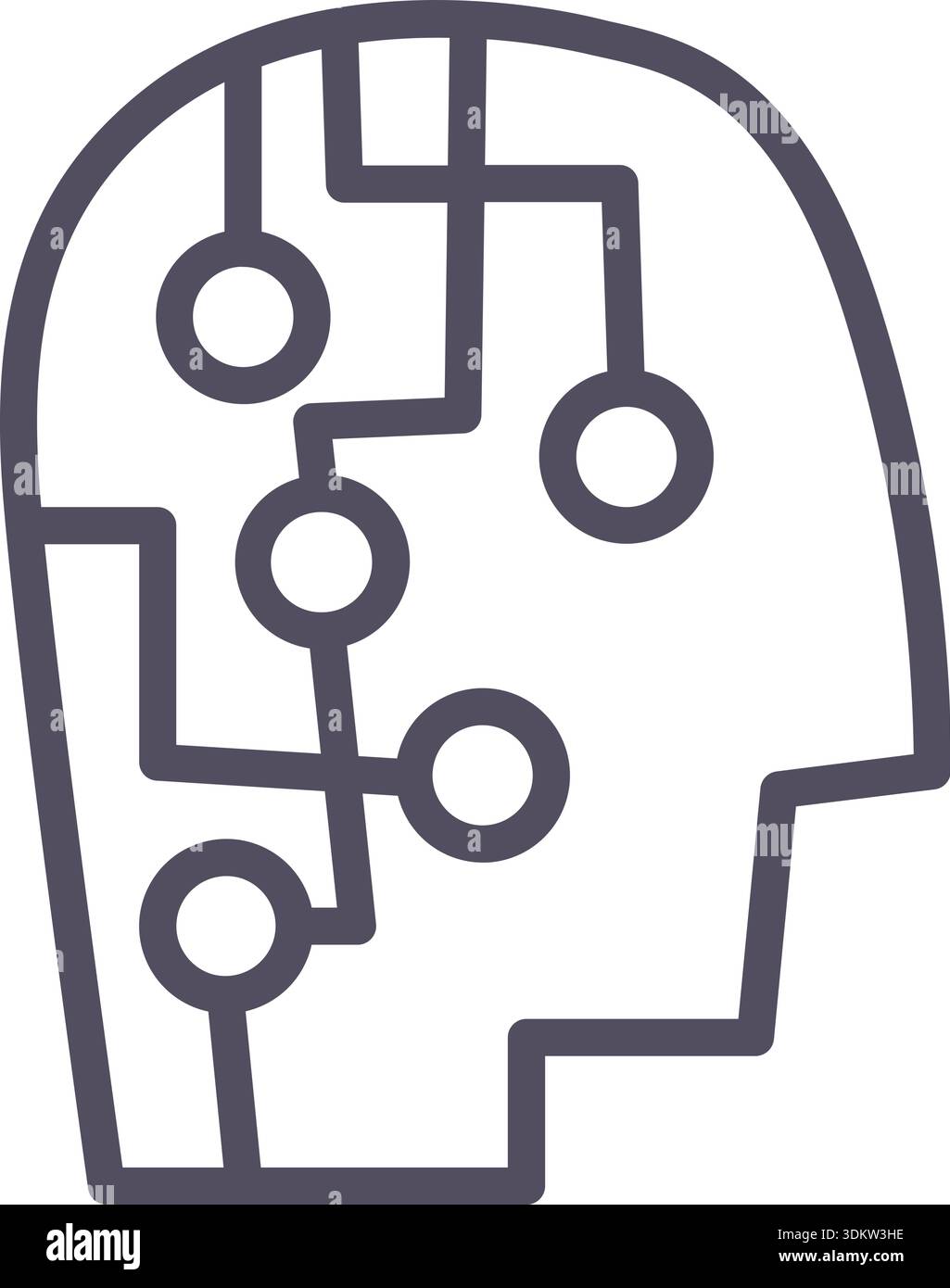 Doodle techno head icon element. Ai interface illustration Stock Vector