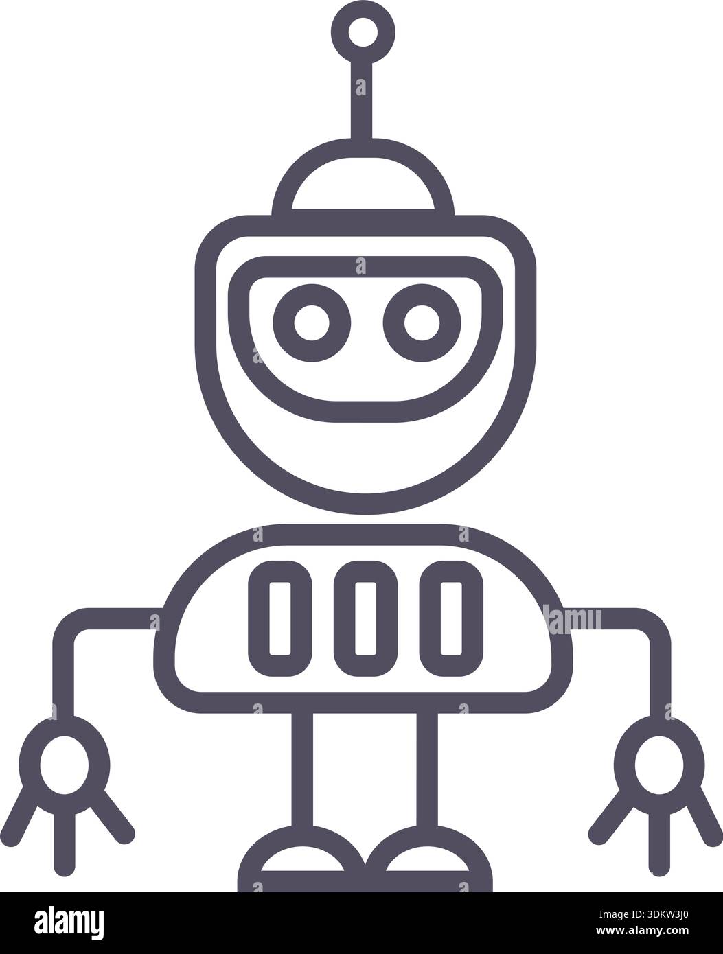 Doodle robot and techno heads icon elements. Ai interface retro style illustration Stock Vector