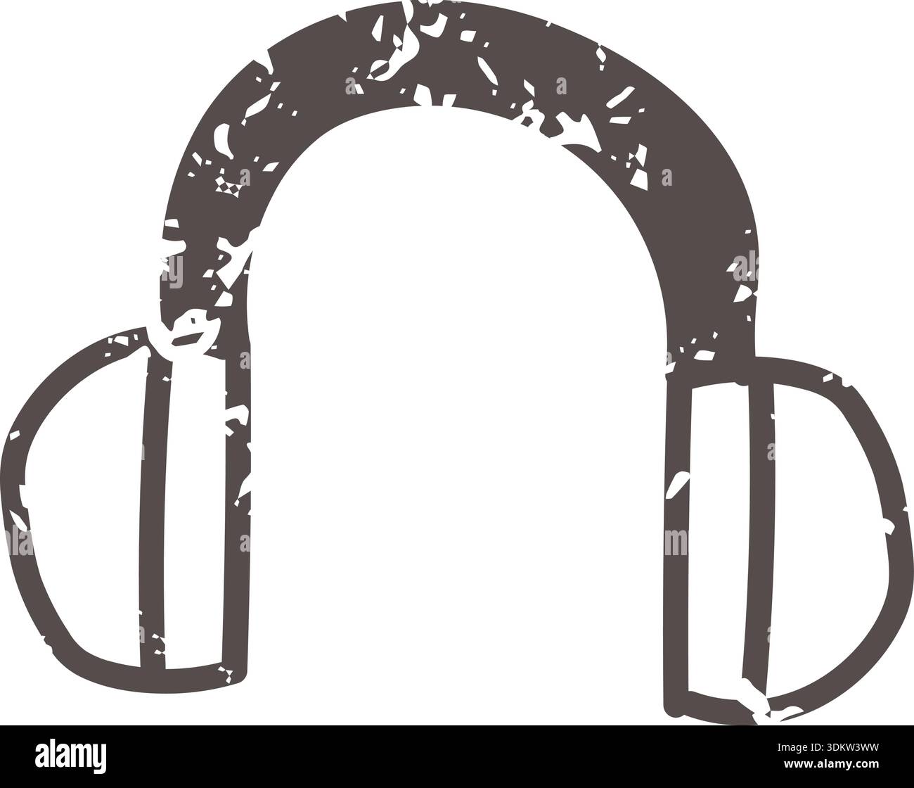 Brown headphones icon element. Ai interface doodle style illustration Stock Vector