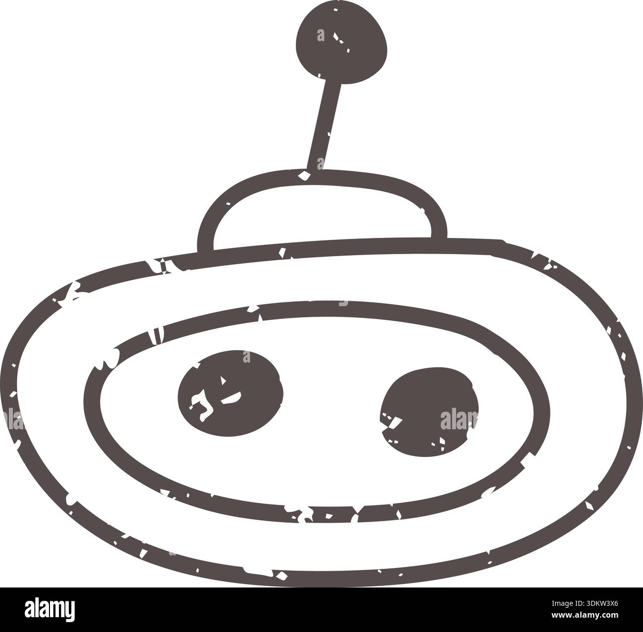 Brown bot icon element. Ai interface doodle style illustration Stock Vector