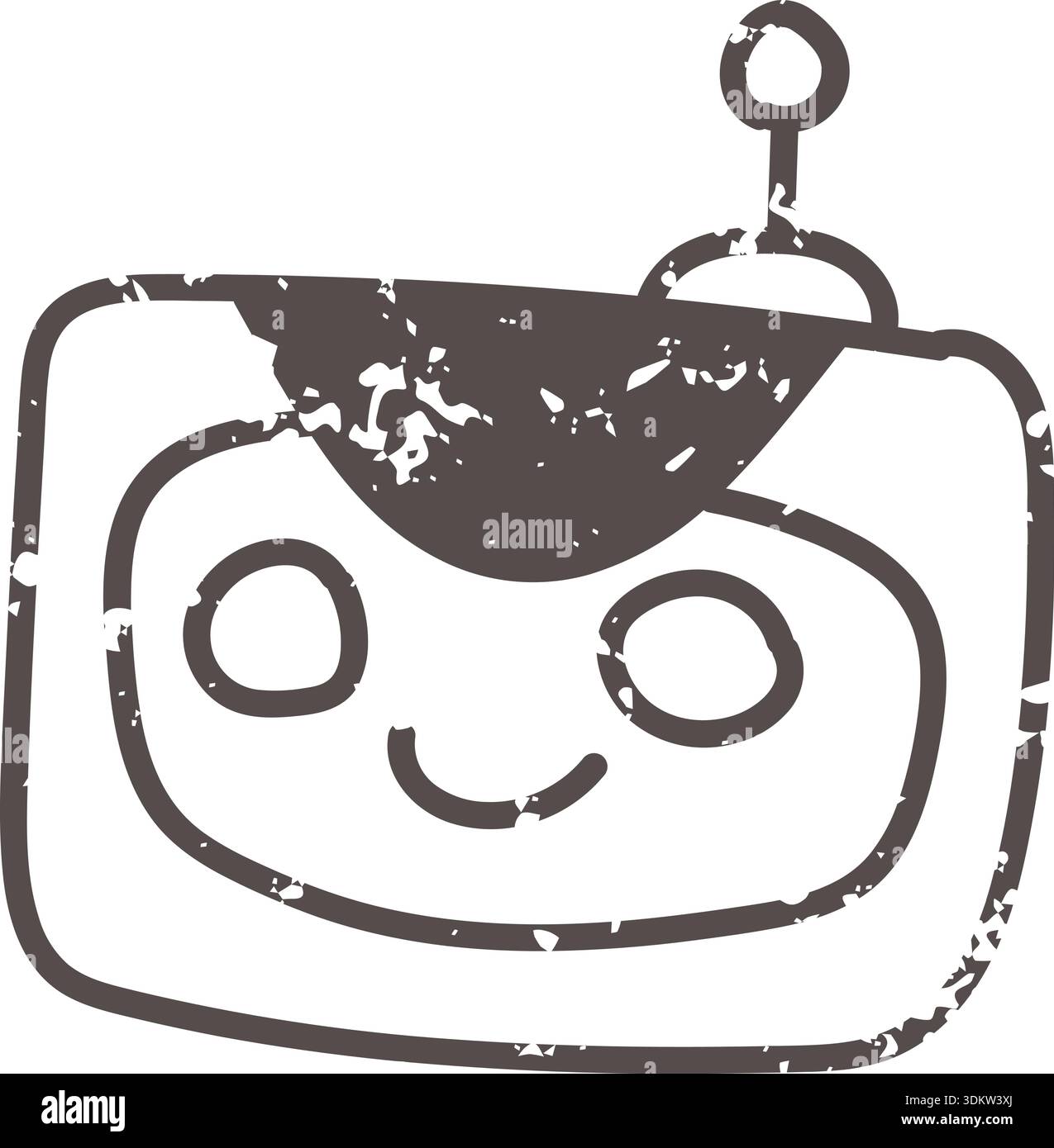 Brown bot icon element. Ai interface doodle style illustration Stock Vector