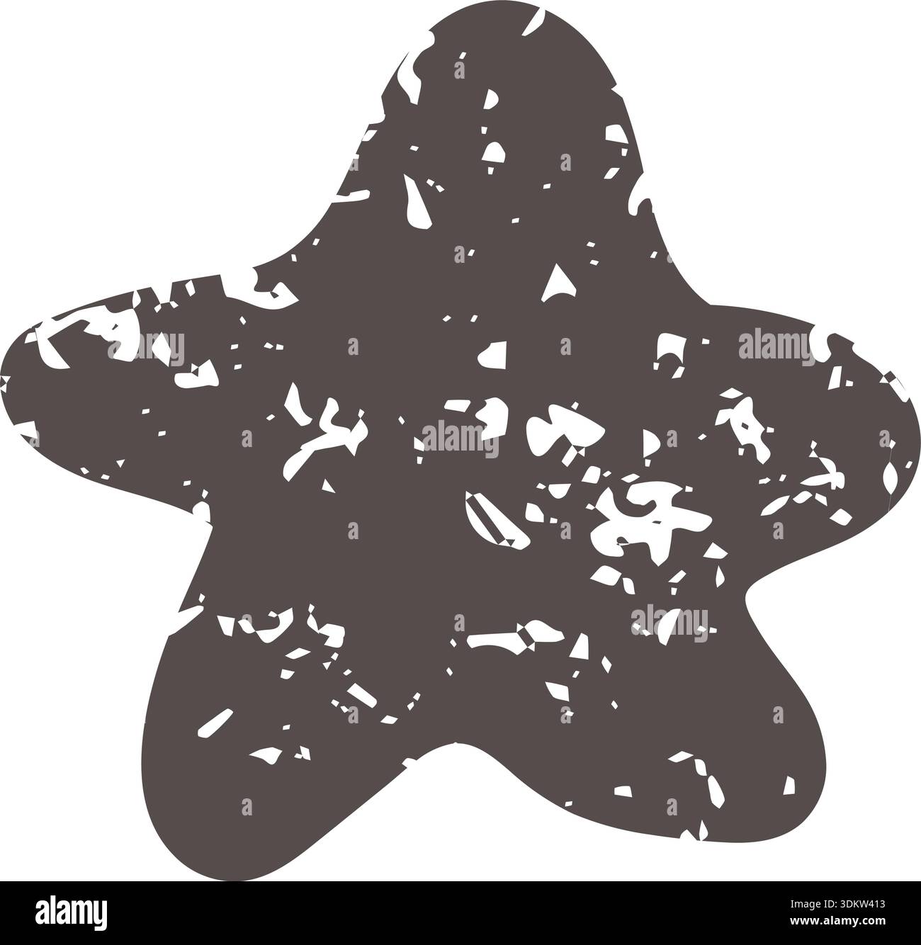 Brown star icon element. Ai interface doodle style illustration Stock Vector