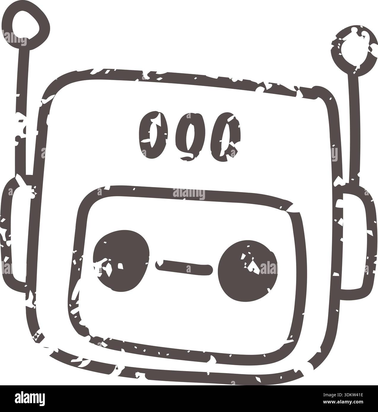 Brown bot icon element. Ai interface doodle style illustration Stock Vector