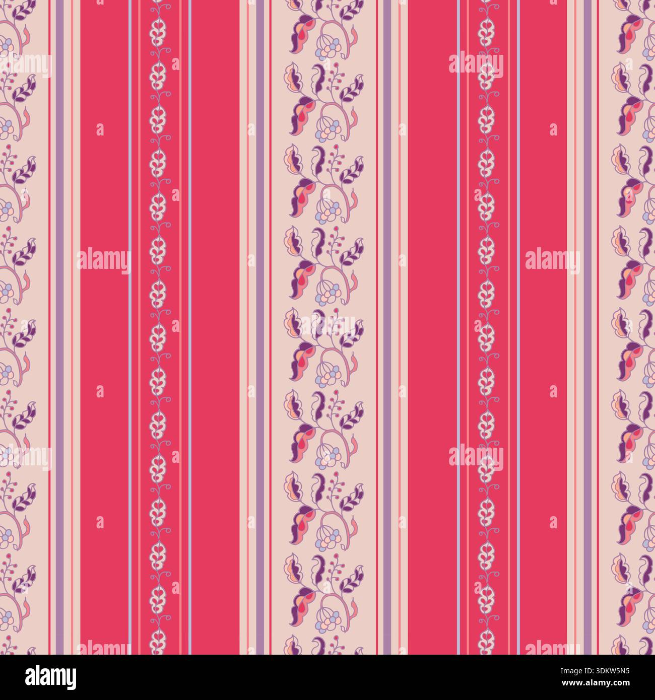 Vintage Folk Stripe Border Pattern Print Stock Vector
