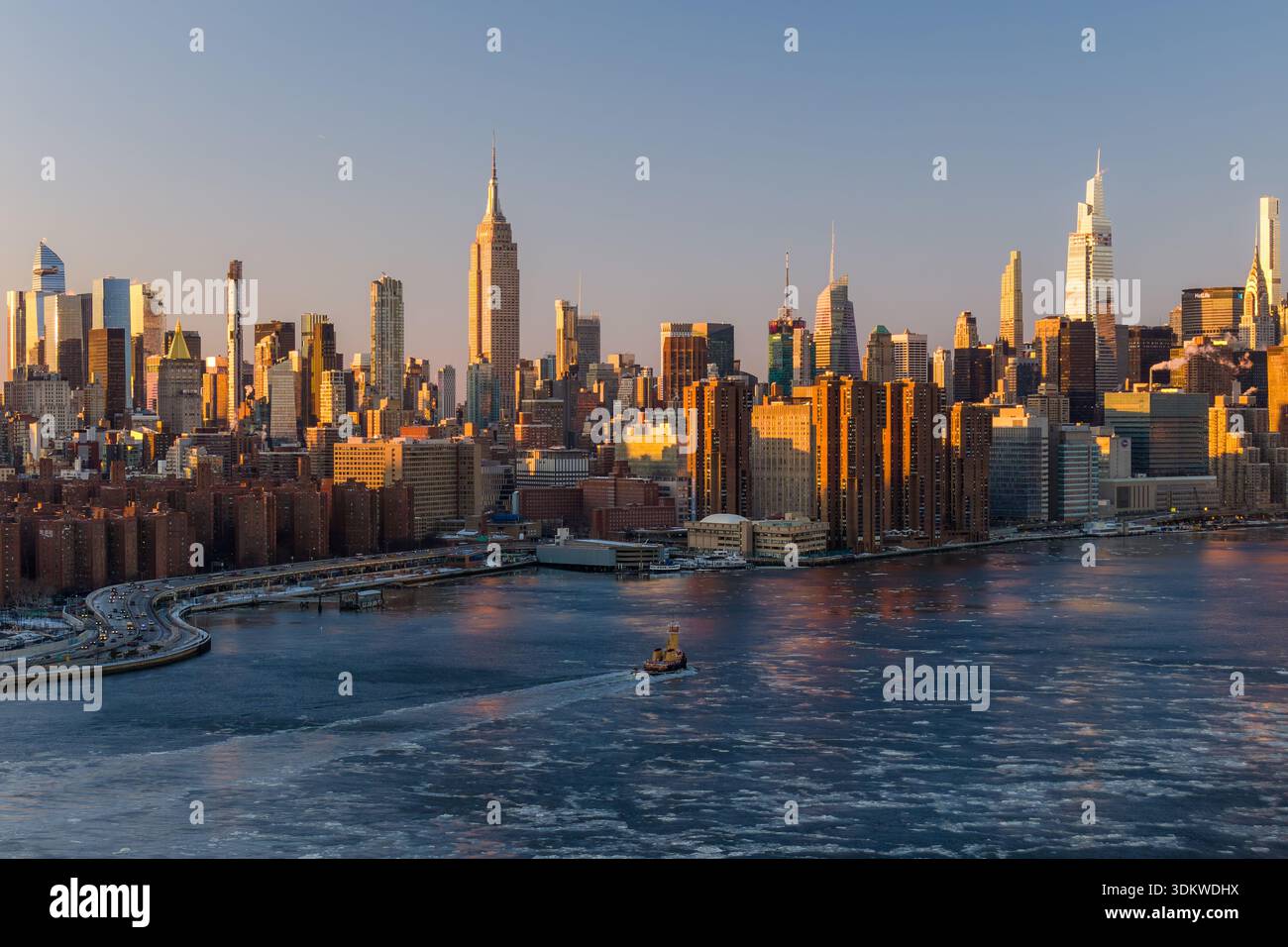 Aerial view of the Empire State Building and other iconic skyscrapers ...