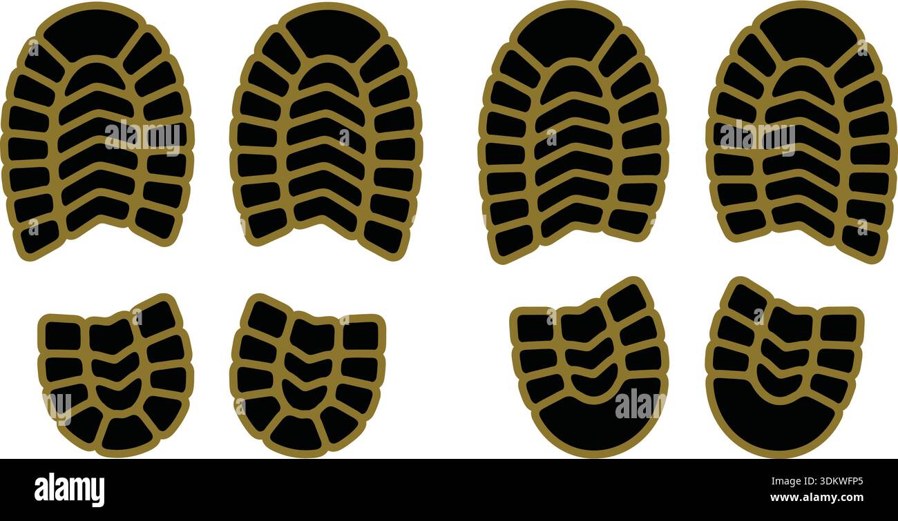Boot Sole Tread Patterns Set Shoe Footprint Outsole Design Icons Stock ...