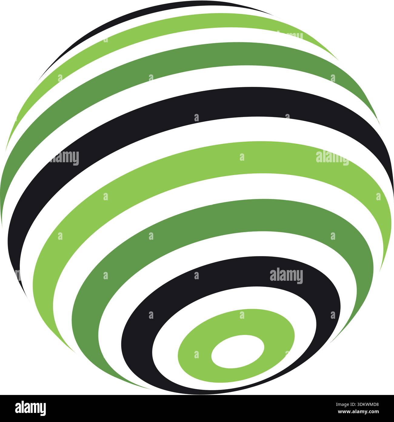 Globe surrounded by a green circle. Ready logo Stock Vector