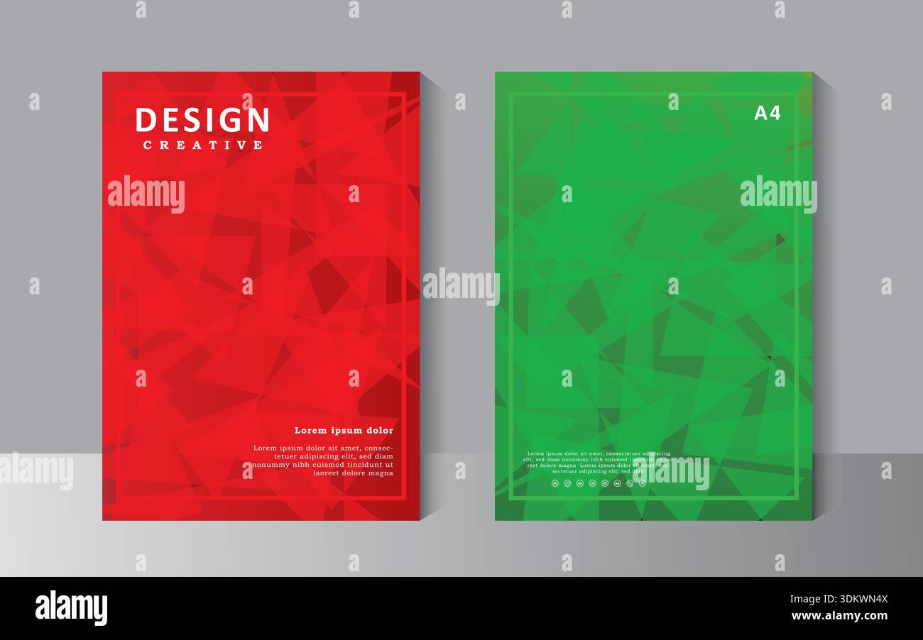 Abstract book cover template with red and green colour, annual report ...