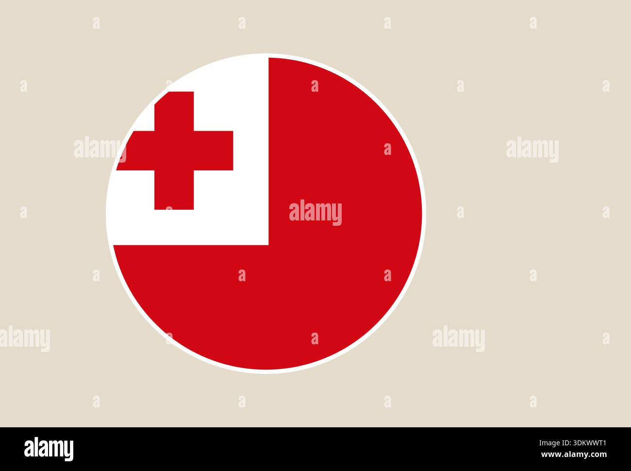Tonga flag vector icon designed as a circular button, a national symbol ...