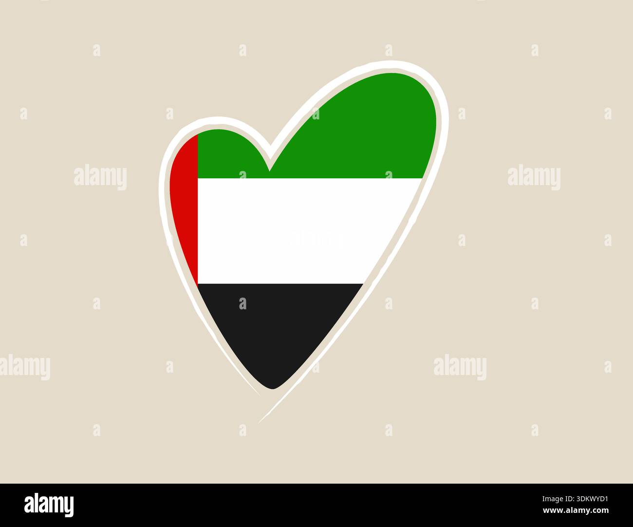 United Arab Emirates flag illustrated inside a heart shape, a vector ...
