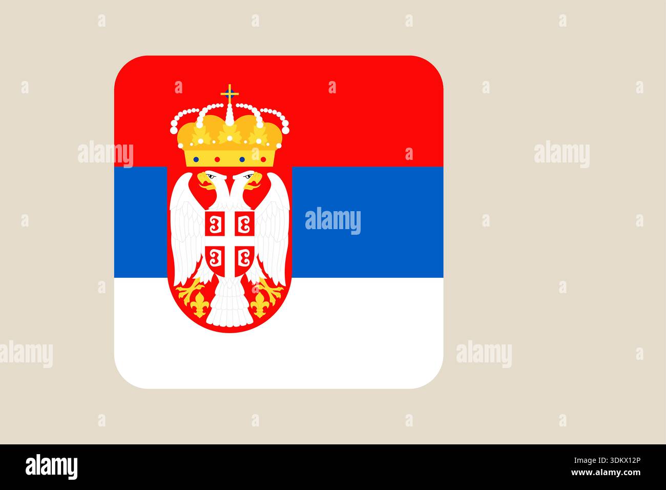 Serbian Flag Icon with Coat of Arms designed as a modern square vector ...